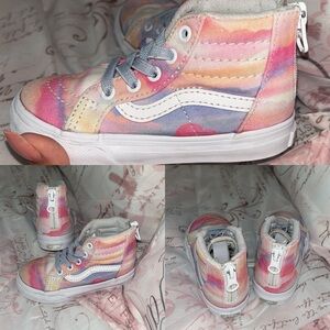 Vans Pink and Orange High-Top Sneakers with Zipper Detail